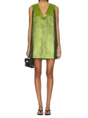 NEW SIMON MILLER fountain metallic mini dress in matcha